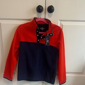 BNWT Vineyard Vines L(16) Orange and Navy Fleece